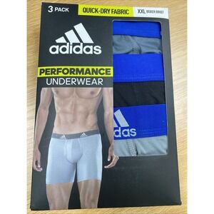 Adidas Performance Boxer Briefs Mens 2XL (3-Pack) Quick-Dry Black/Gray